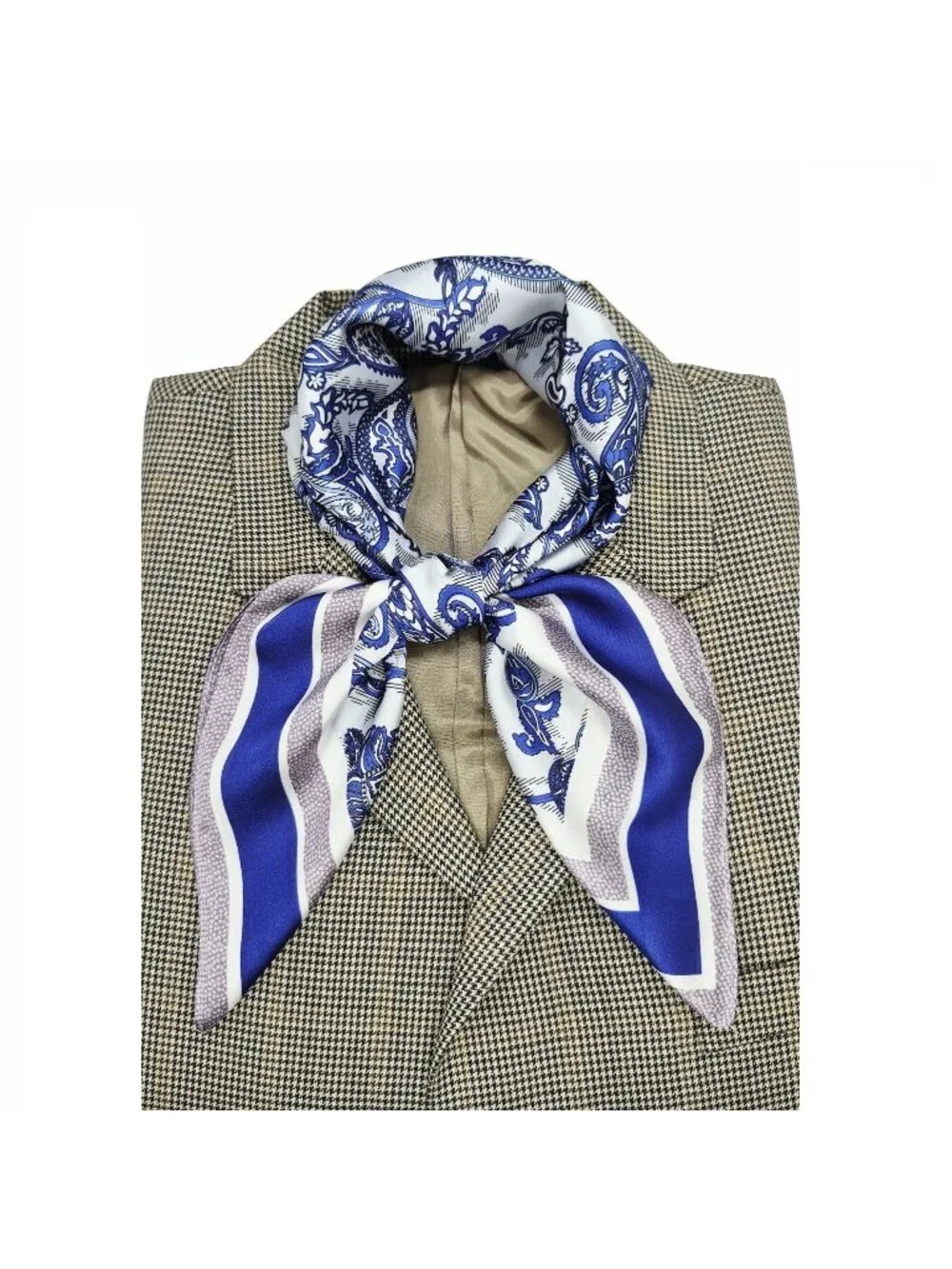 ✨Luxury Elegant Women Square Silky Soft Scarf Head Top hijab Blue Floral Paisley